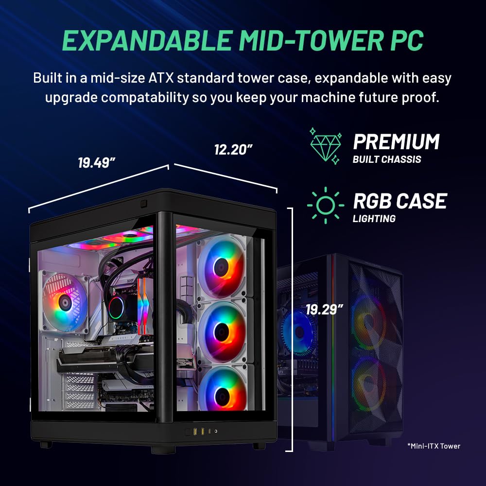 Skytech Gaming Prism 4 Desktop PC, Ryzen 9 9950X3D 4.3 GHz (5.7GHz), NVIDIA RTX 5080 16GB, X870 Board, 4TB Gen4 NVMe SSD, 64GB DDR5 RAM 6000 RGB, 1000W Gold ATX 3 PSU, 360mm ARGB AIO, Wi-Fi, Win 11
