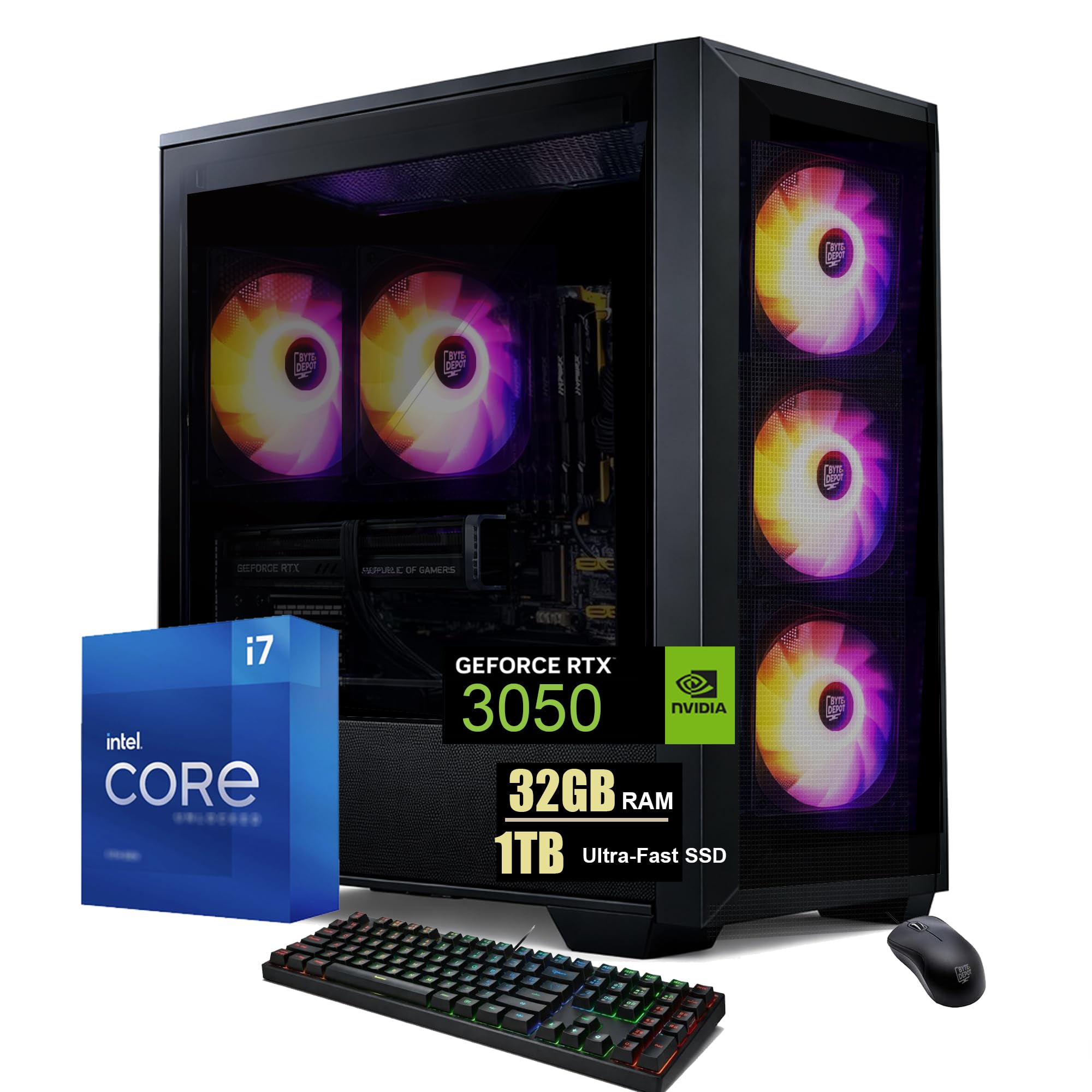 Gamer Master Gaming Desktop PC - Intel Core i7, 32GB RAM, 1TB Ultra-Fast SSD, GeForce RTX 3050 6GB GDDR6, WiFi 6 Ready & Windows 11 Pro