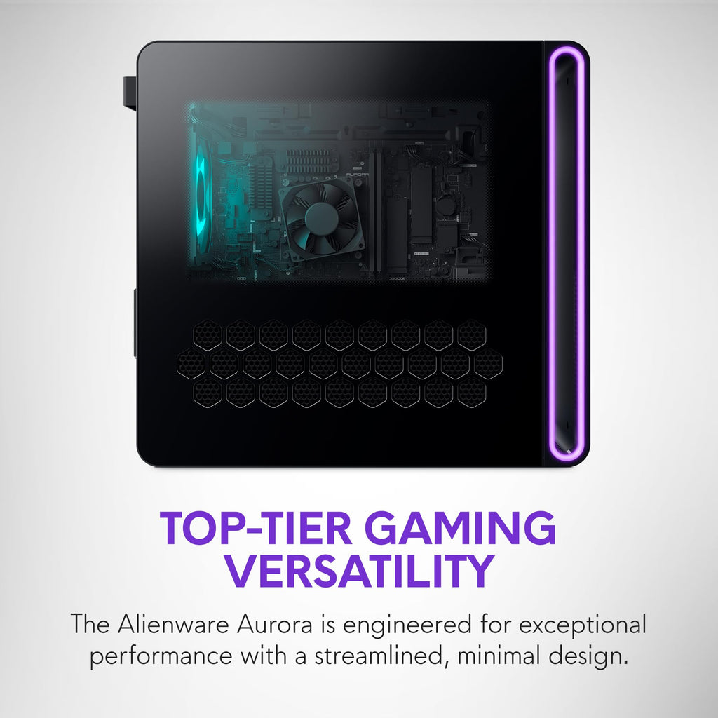 Alienware Aurora Gaming Desktop ACT1250 - Intel Core Ultra 9 285 Processor, Liquid Cooled, NVIDIA GeForce RTX 5080, 32GB DDR5 RAM, 1TB SSD, 1000W Platinum Rated PSU, Windows 11 Home - Clear Panel