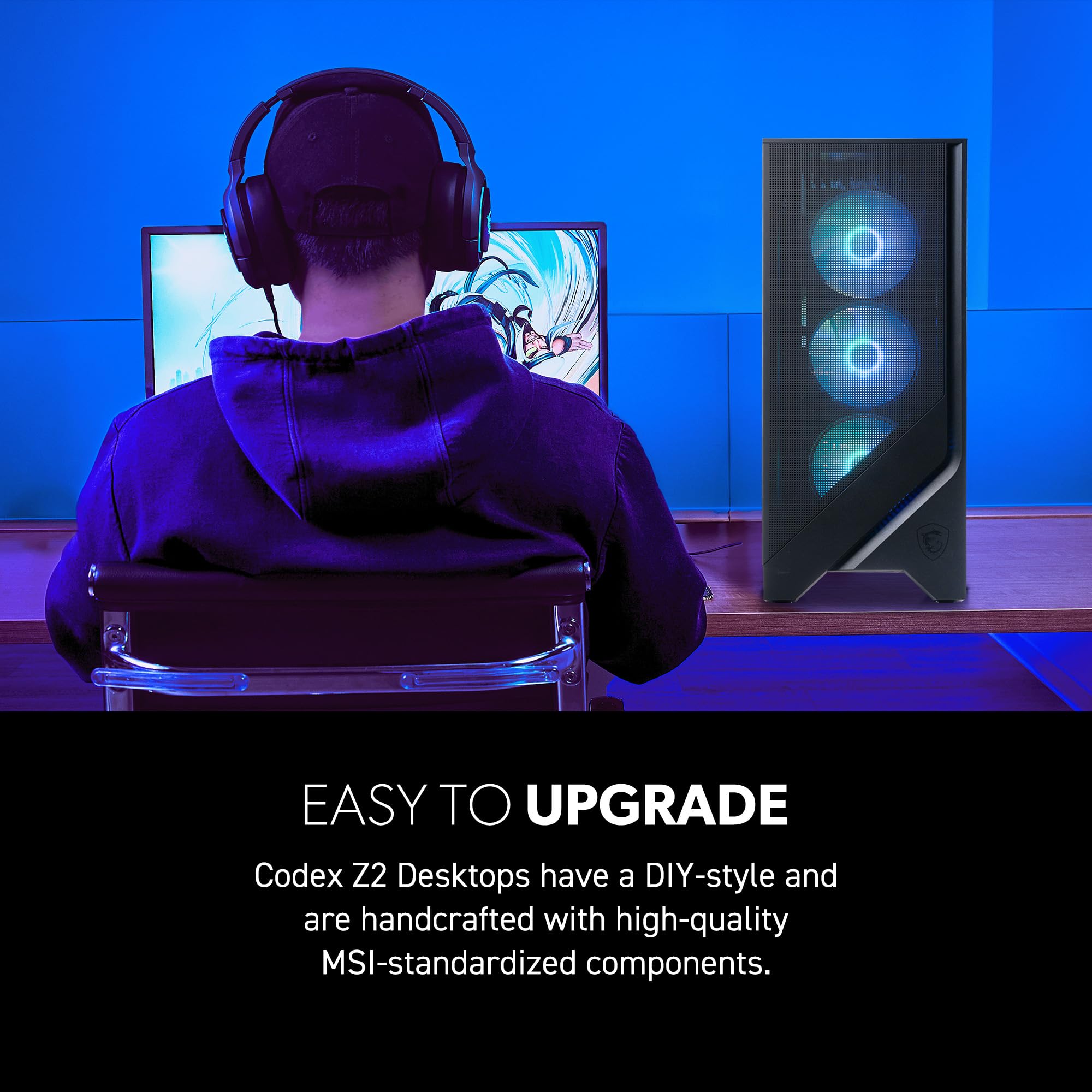 msi Codex Z2 Gaming Desktop: AMD R7-8700F, GeForce RTX 5070, 32GB DDR5, 2TB m.2 NVMe SSD, USB Type-C, VR-Ready, Windows 11 Home : A8NVP-436US